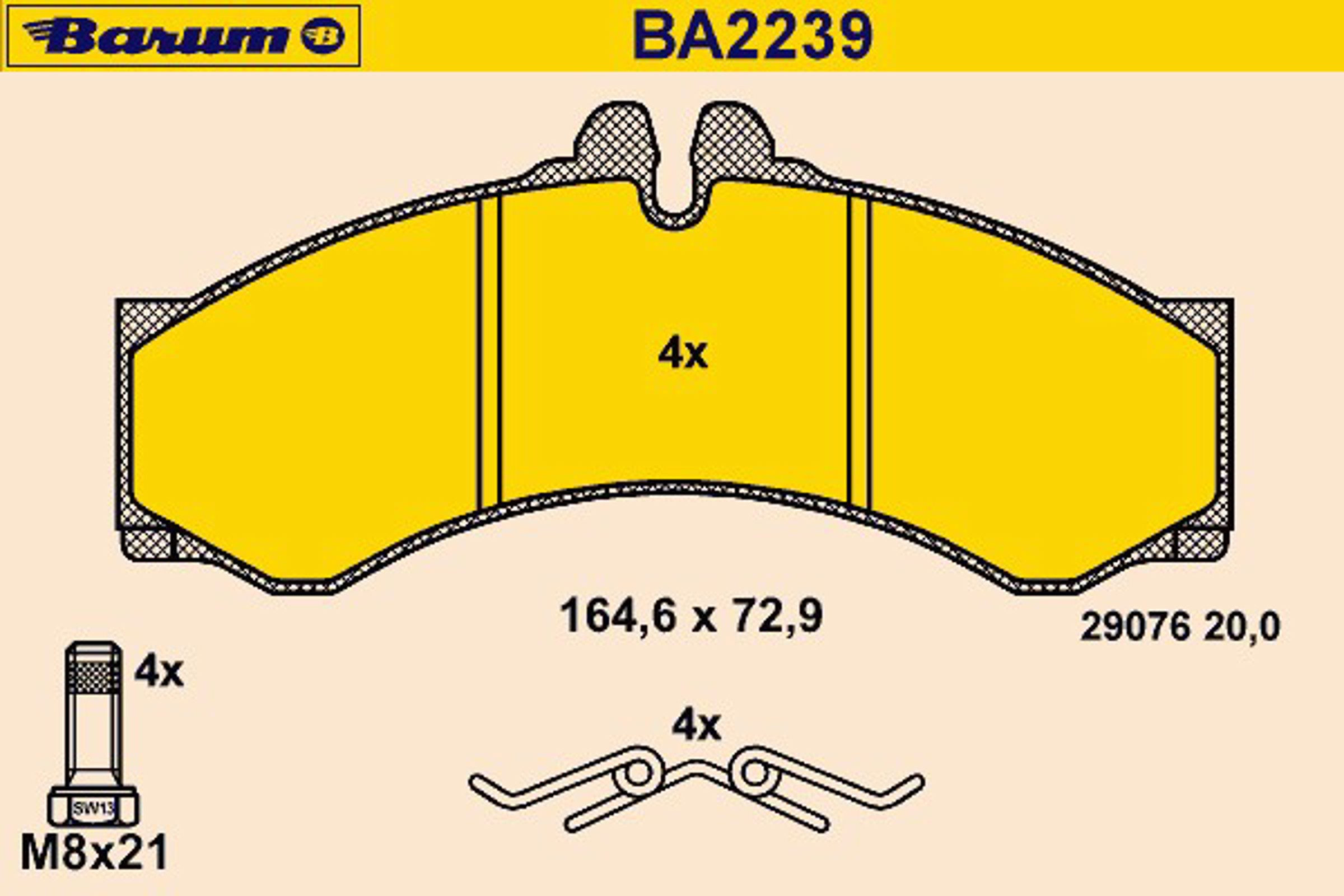 Комплект тормозных колодок дисковый тормоз BARUM BA2239