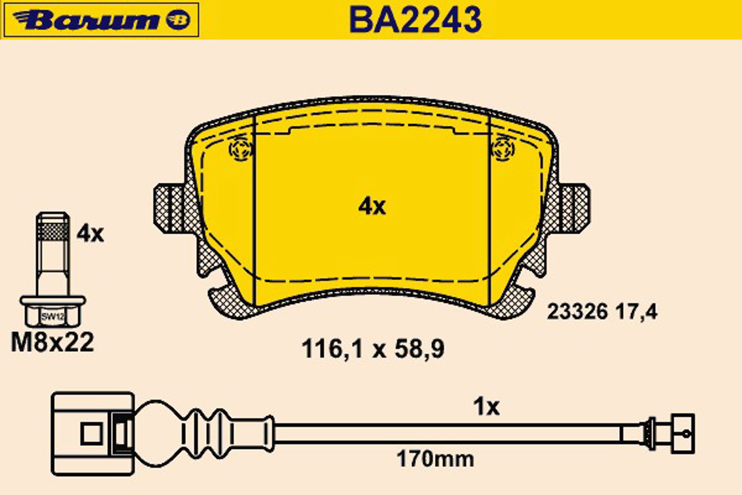 Колодки тормозные дисковые BARUM BA2243