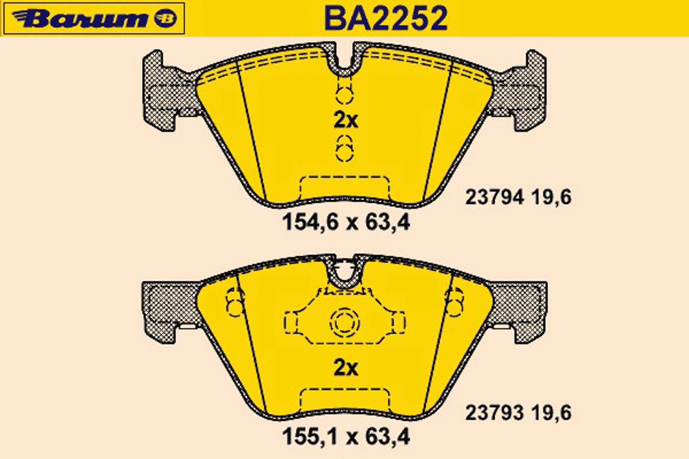 Комплект тормозных колодок дисковый тормоз BARUM BA2252