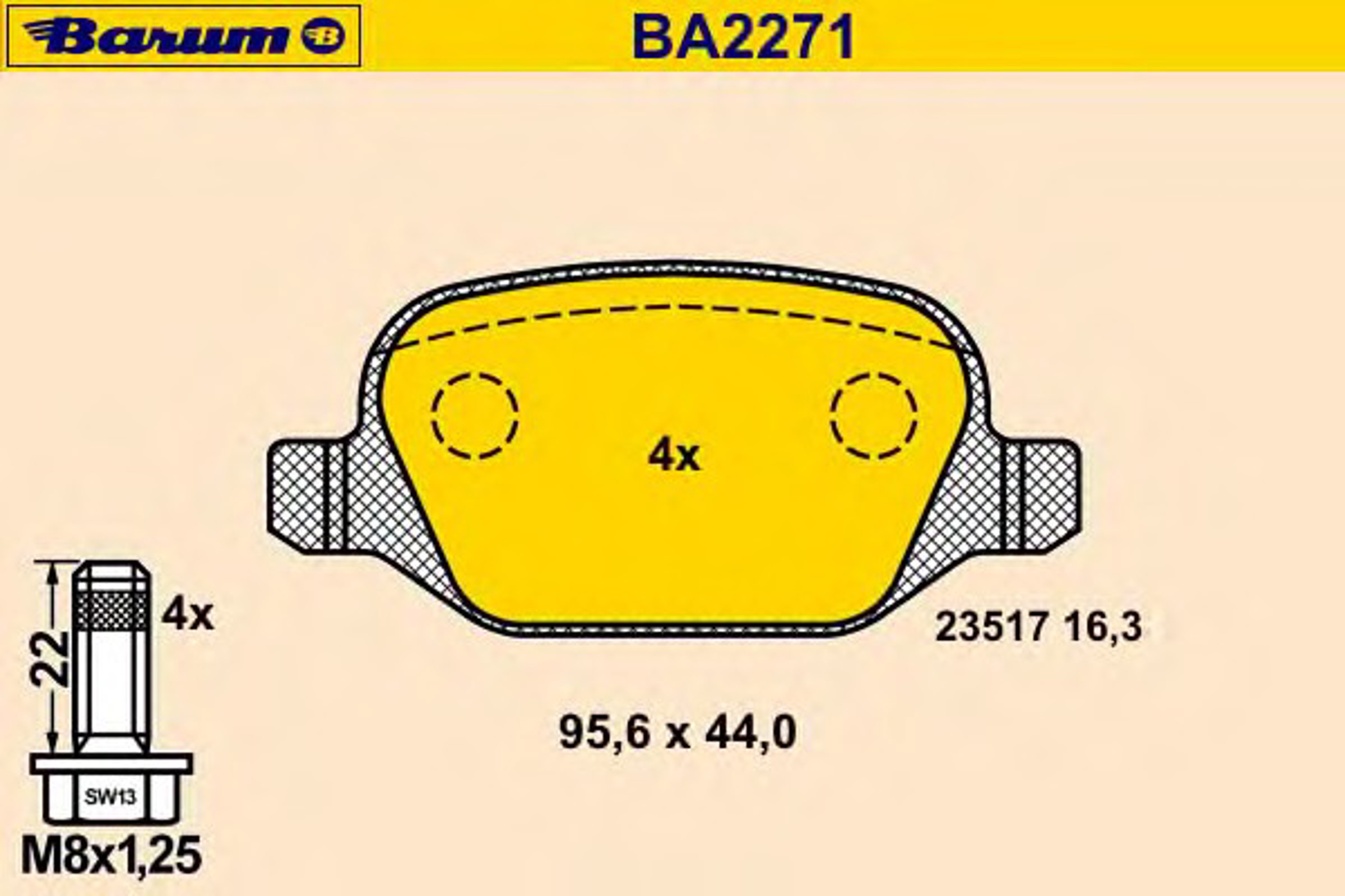 Колодки тормозные дисковые BARUM BA2271