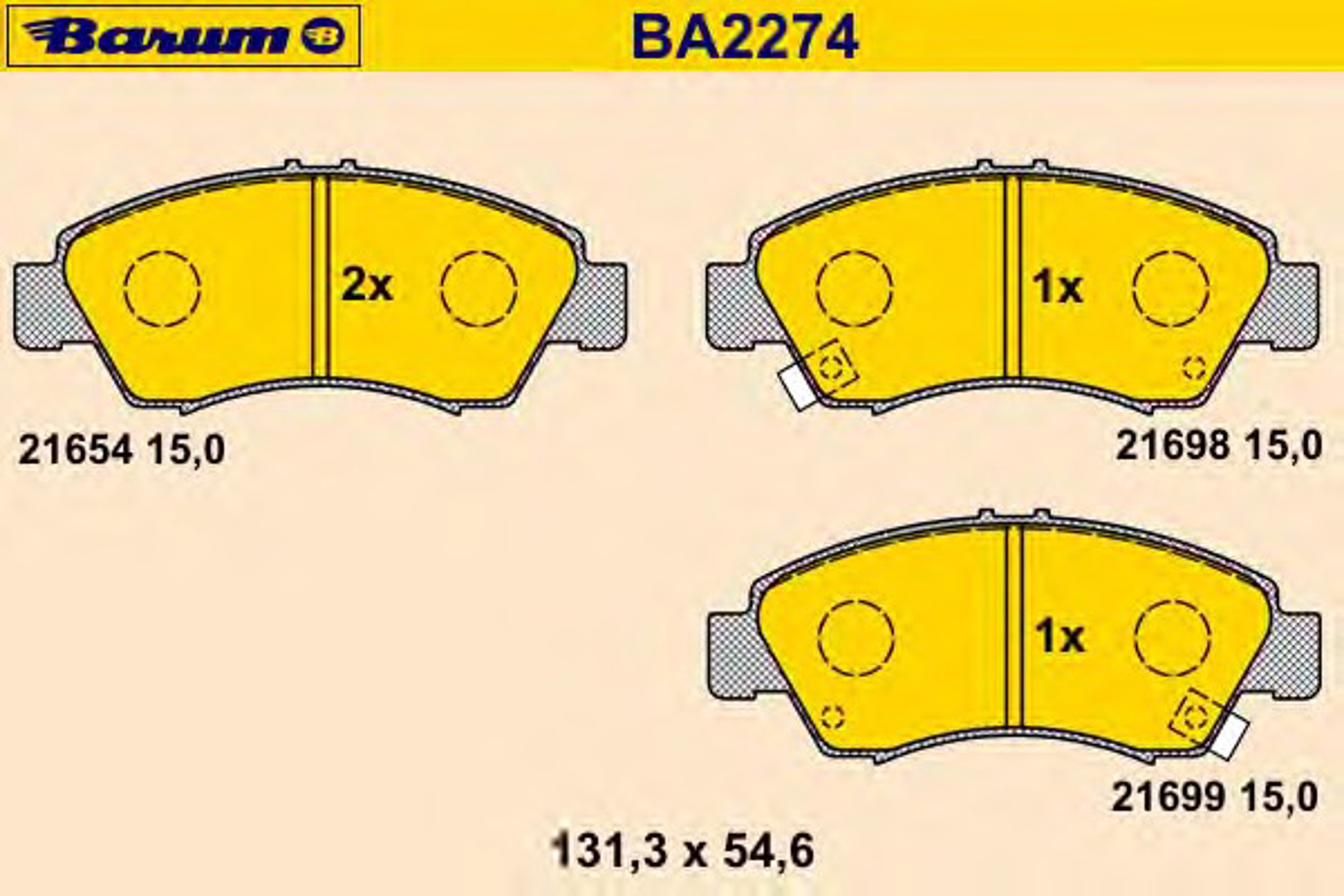 Колодки тормозные дисковые BARUM BA2274