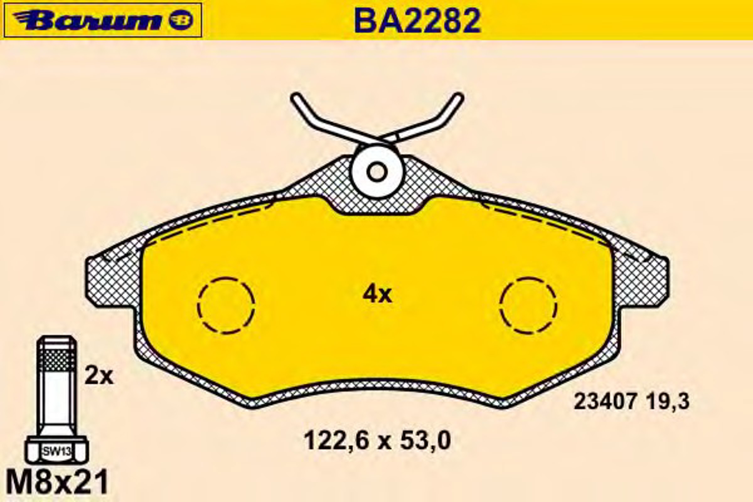 Колодки тормозные дисковые BARUM BA2282