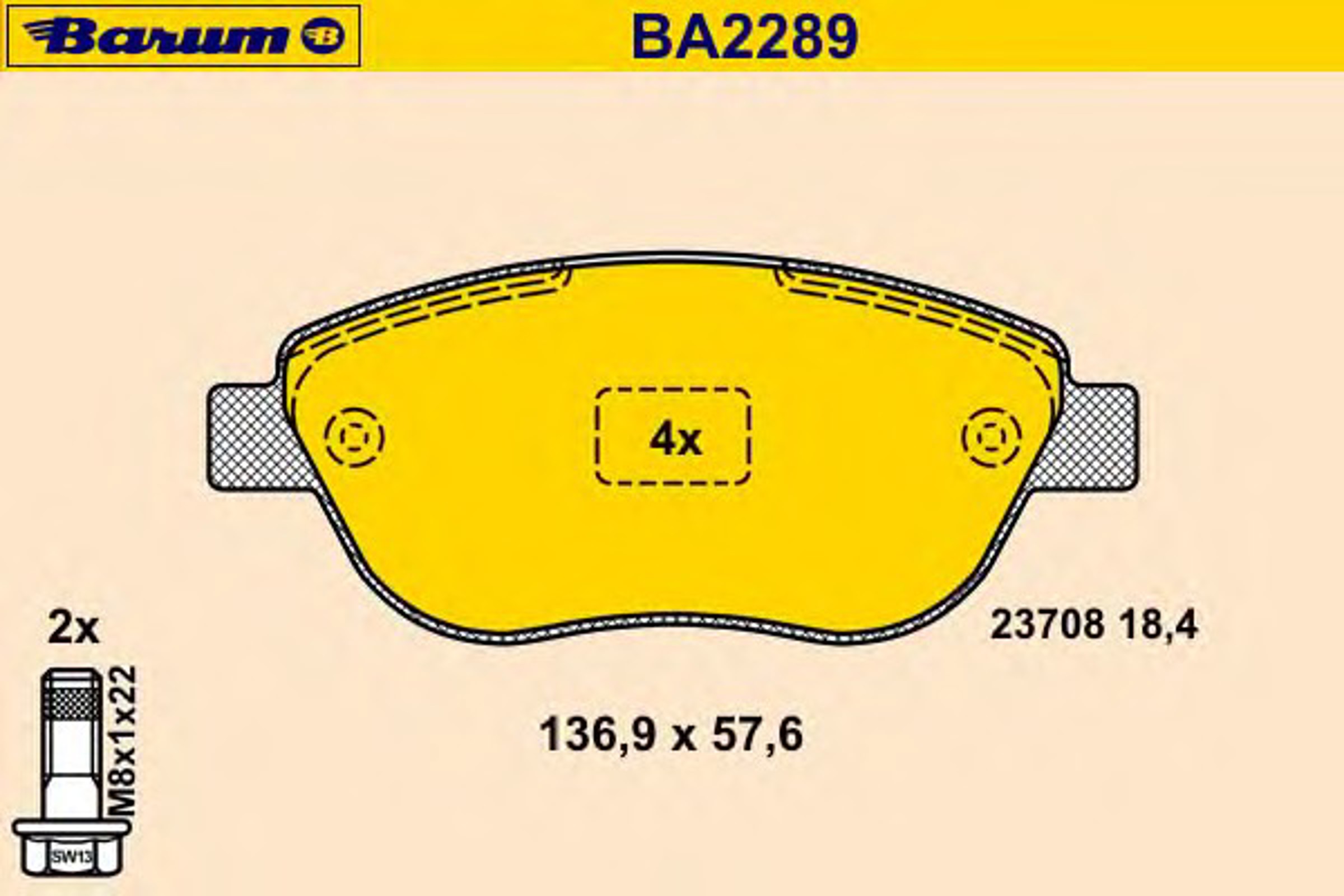 Колодки тормозные дисковые BARUM BA2289