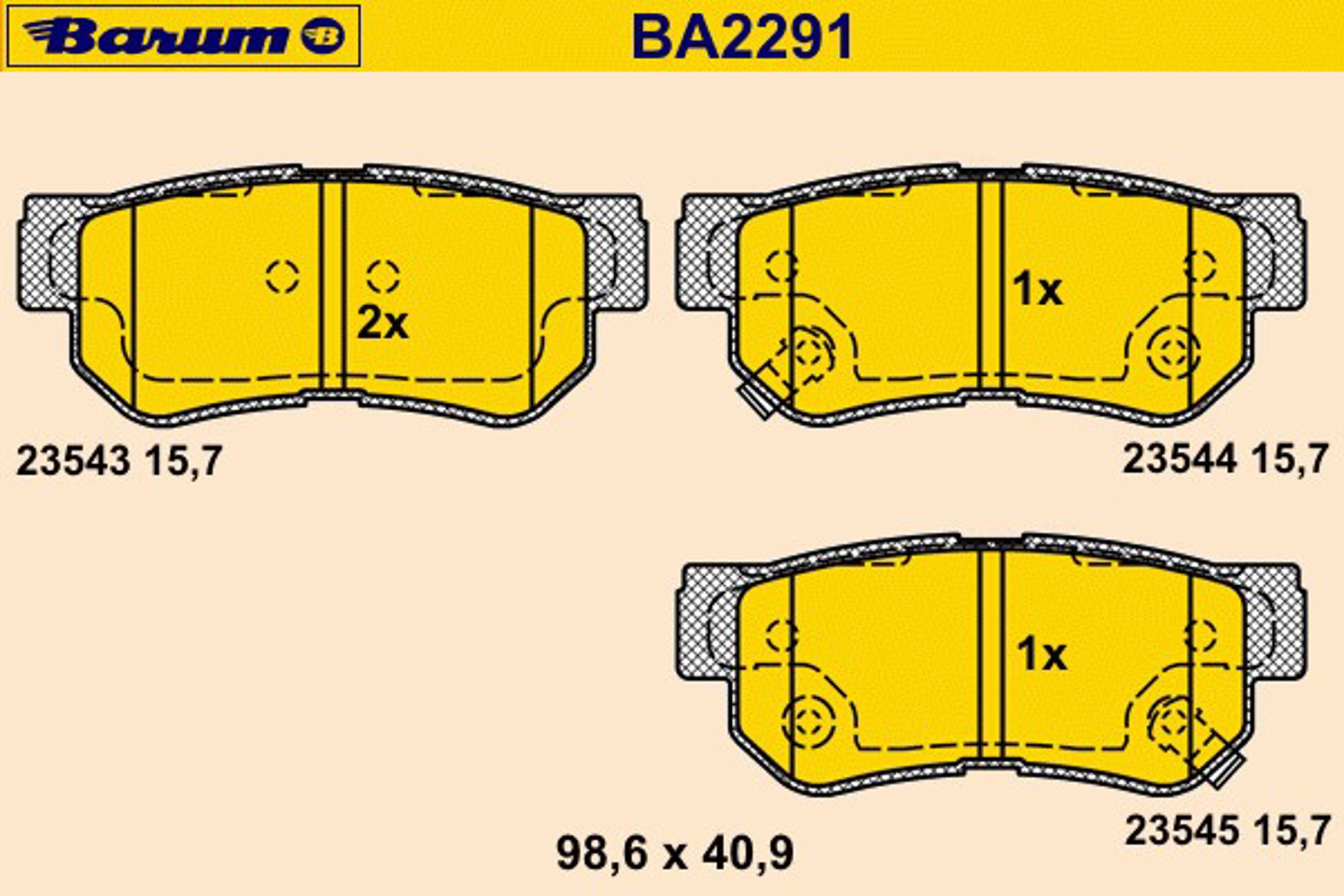 Комплект тормозных колодок дисковый тормоз BARUM BA2291