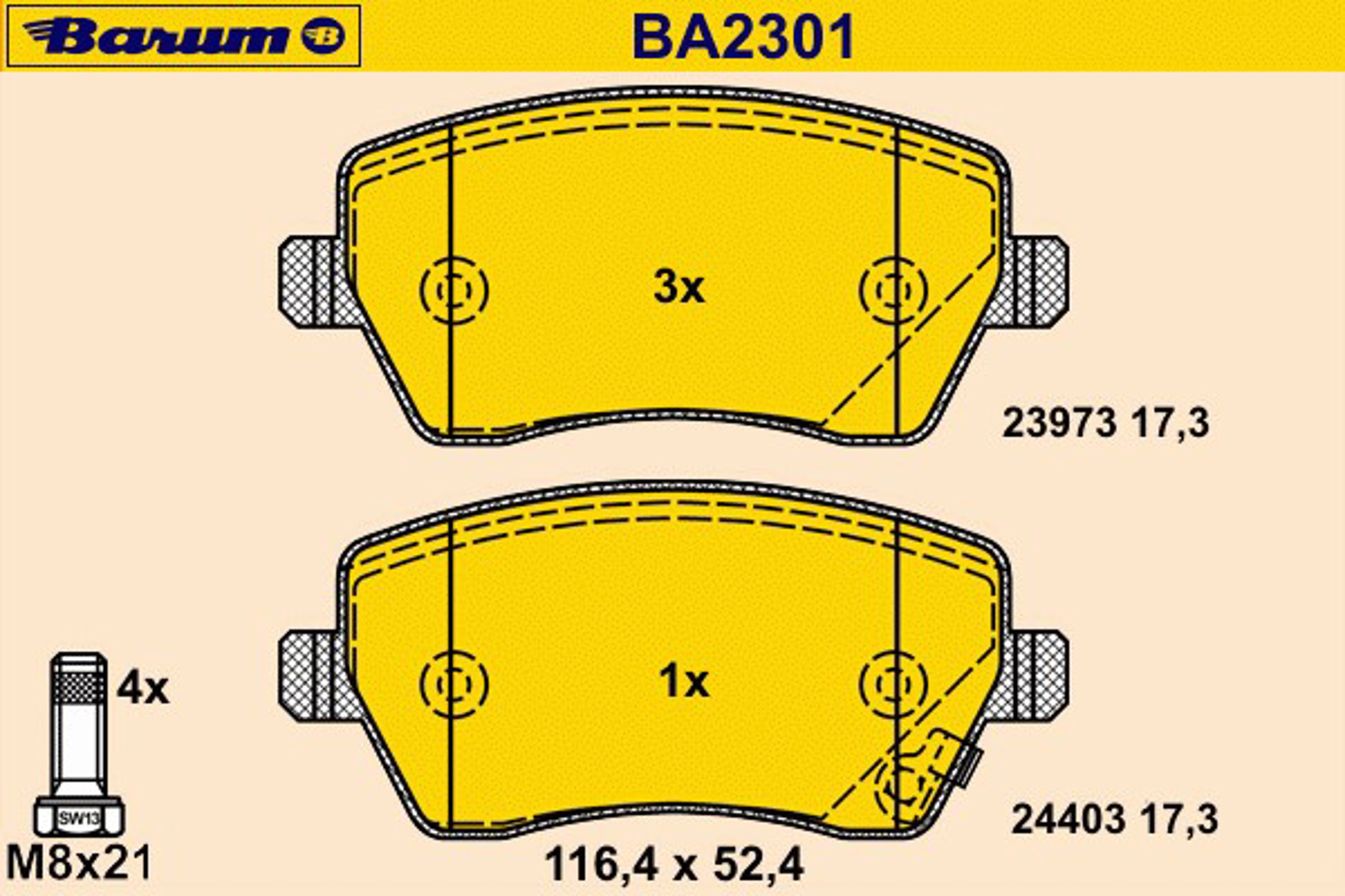 Колодки тормозные дисковые BARUM BA2301