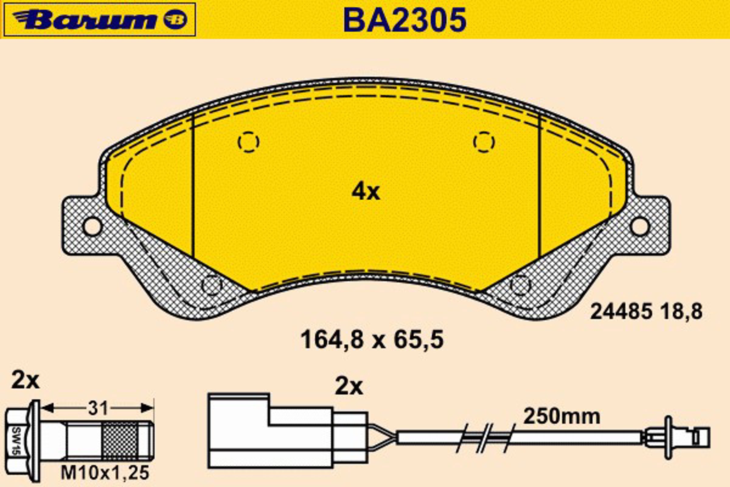 Колодки тормозные дисковые BARUM BA2305