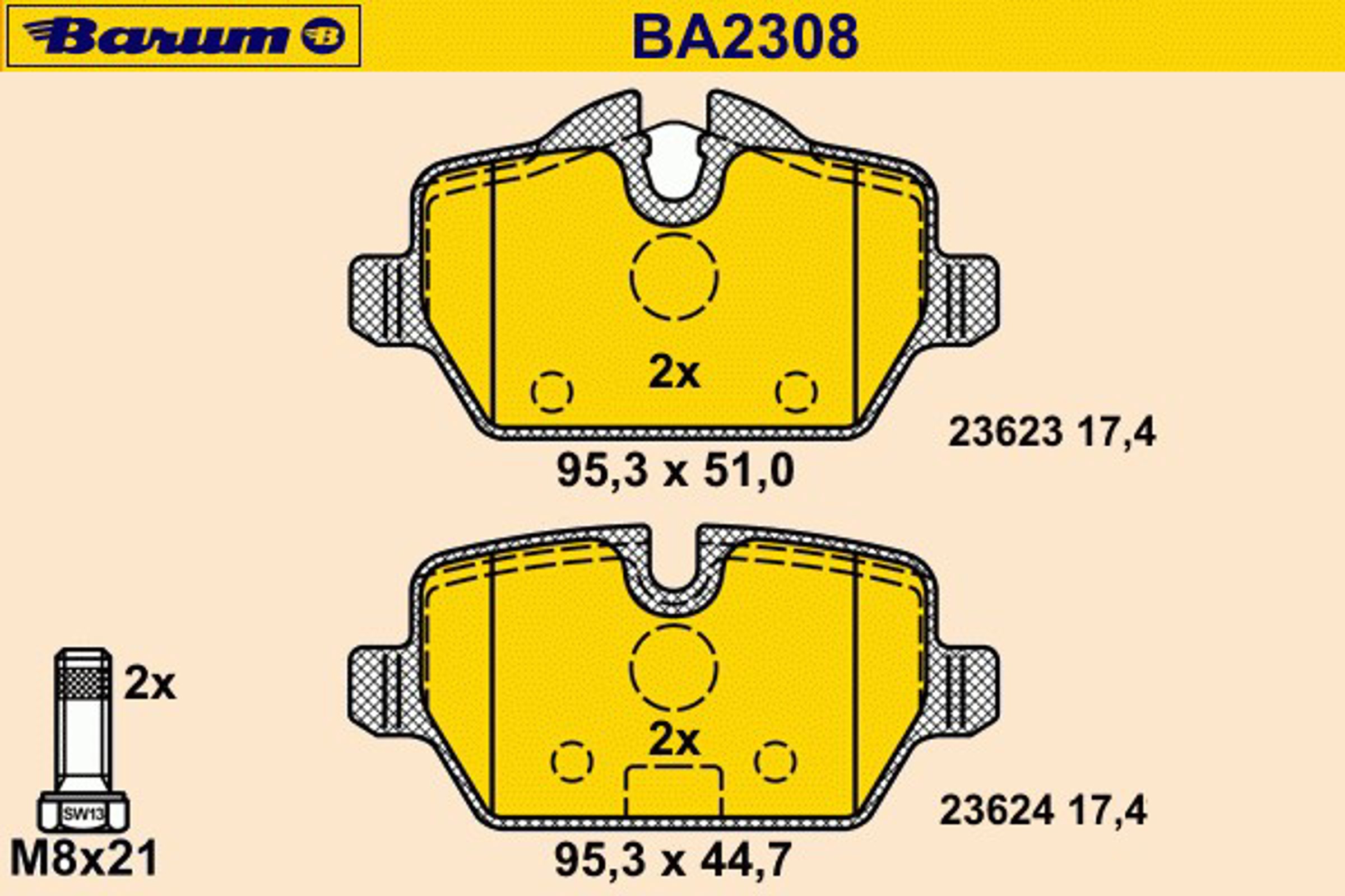 Колодки тормозные дисковые BARUM BA2308
