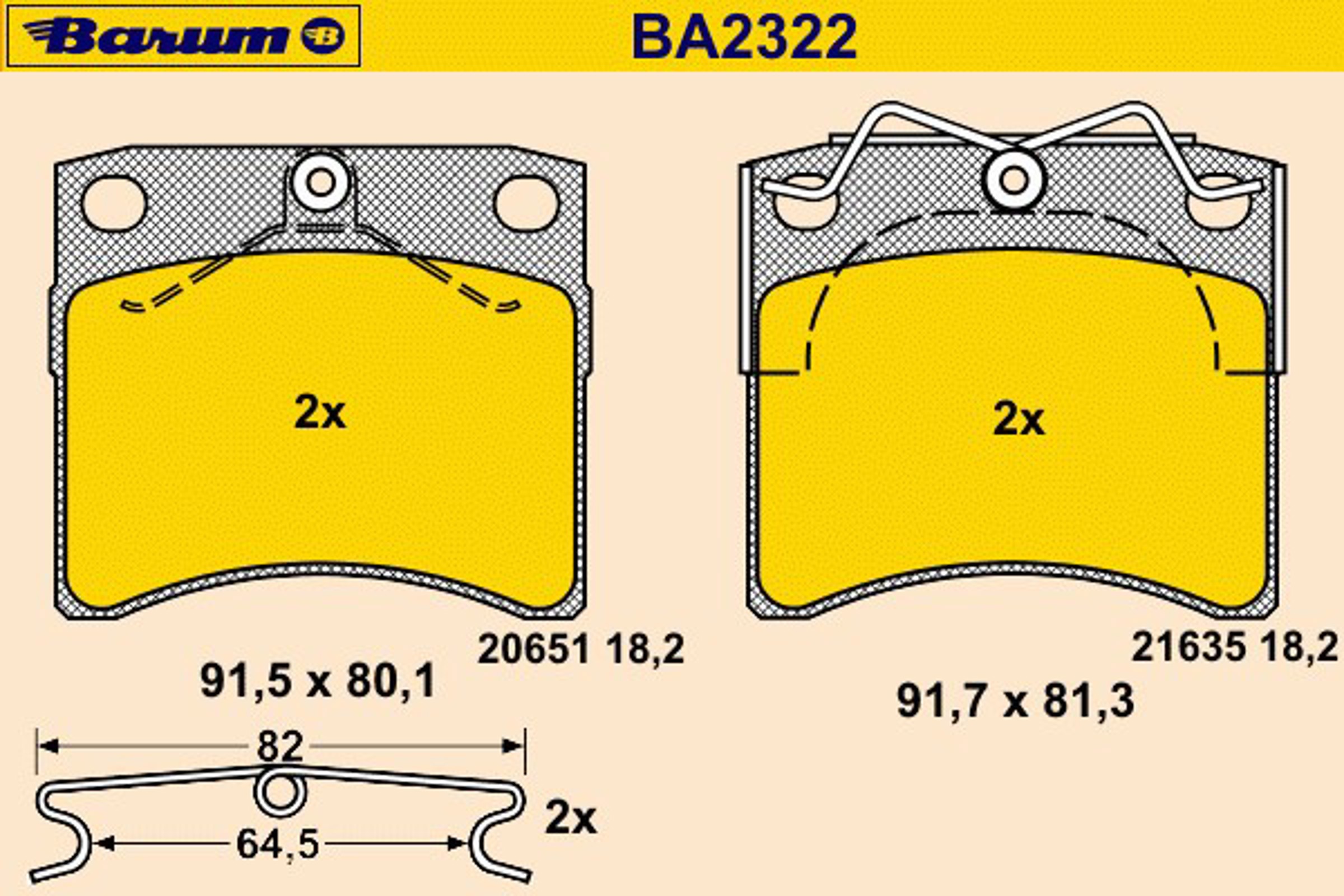 Колодки тормозные дисковые BARUM BA2322