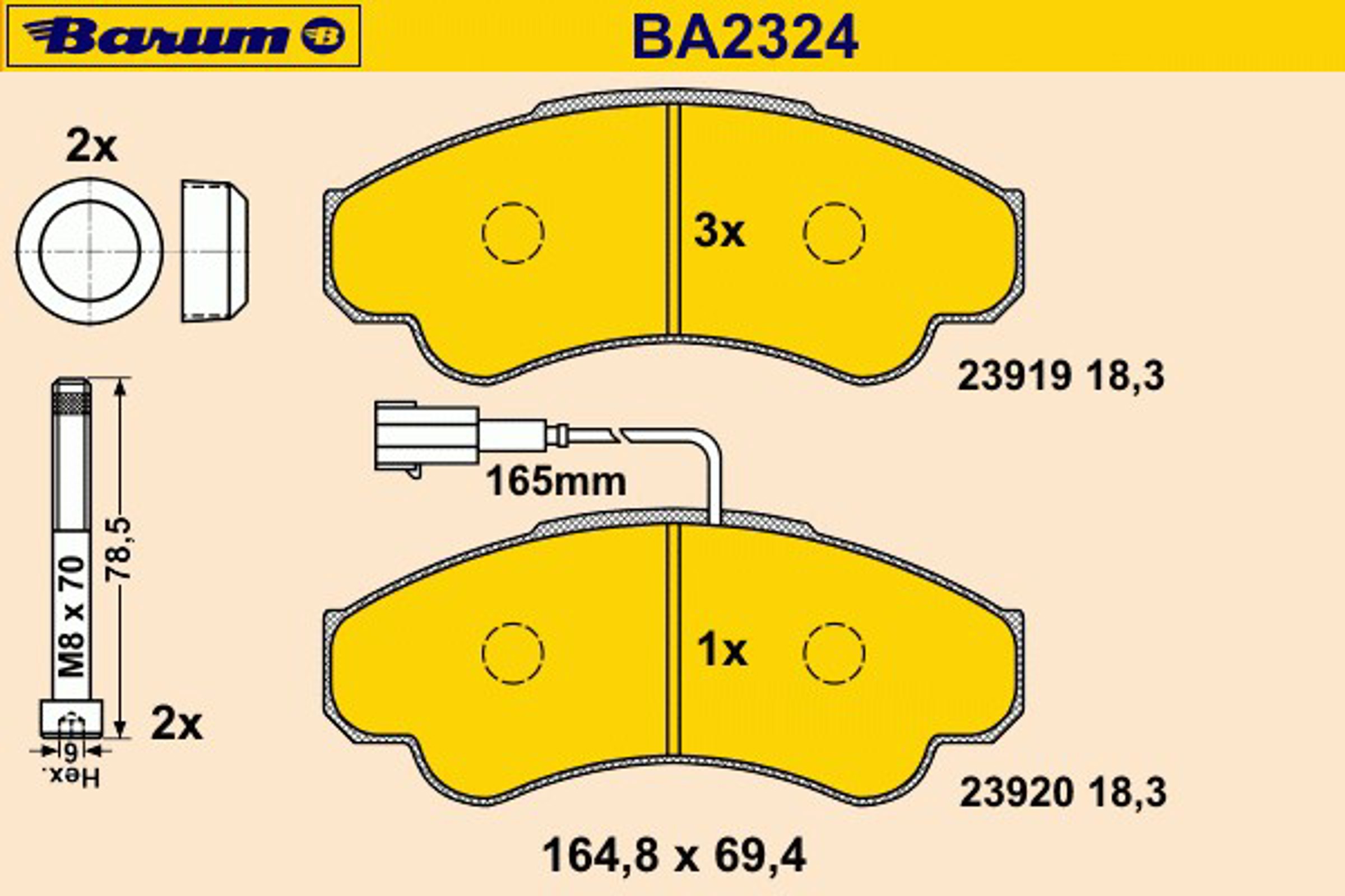 Комплект тормозных колодок дисковый тормоз BARUM BA2324