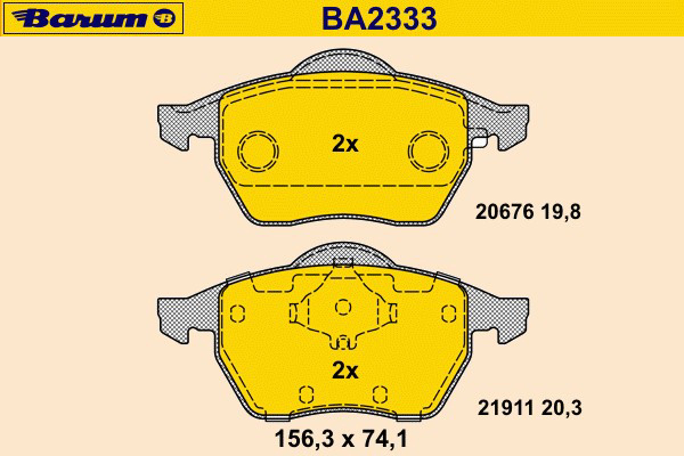 Колодки тормозные дисковые BARUM BA2333