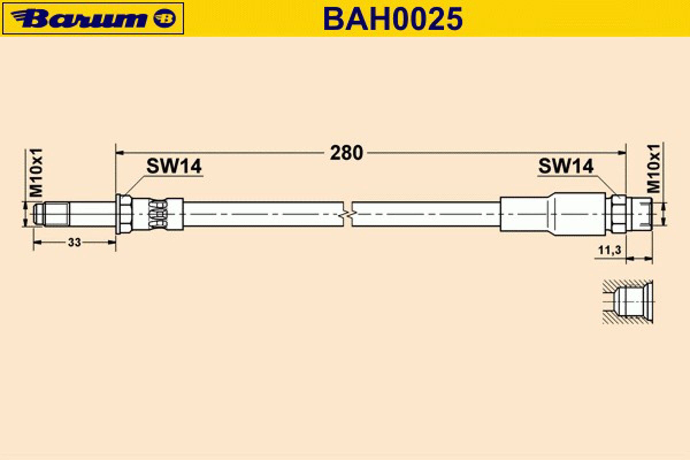 Шланг тормозной BARUM BAH0025