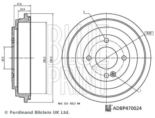 Барабан тормозной hyundai solaris i20 kia rio 10- BLUE PRINT ADBP470024