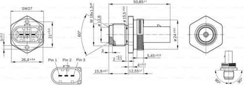 Датчик давления подачи топлива BOSCH 0281002842