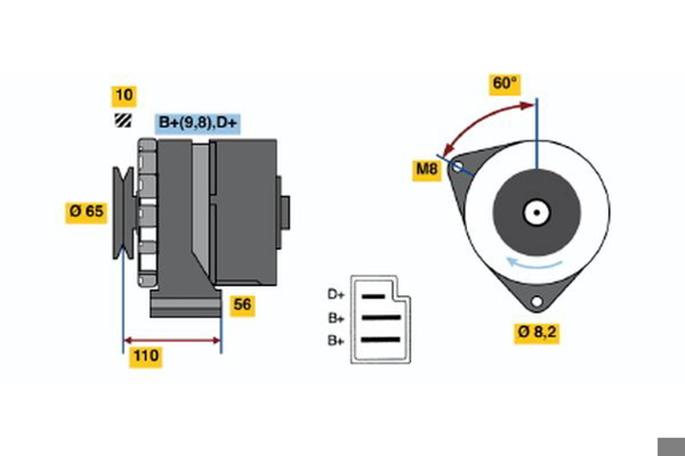 Генератор BOSCH 0986033180