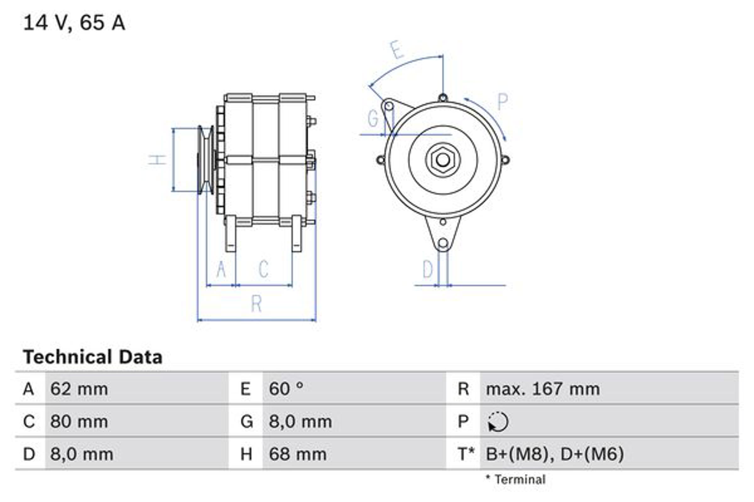 Генератор BOSCH 0986035800