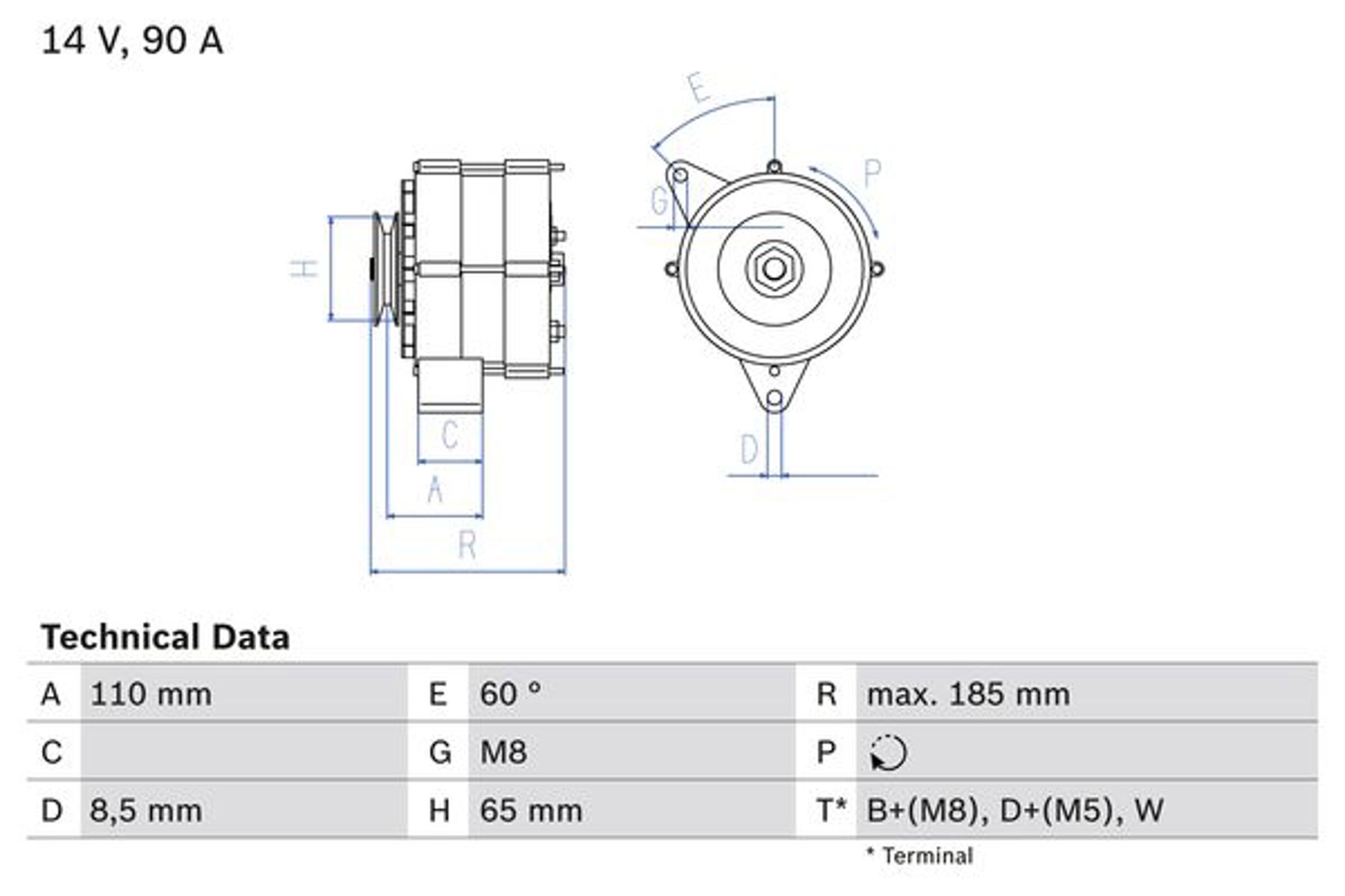 Генератор BOSCH 0986038090