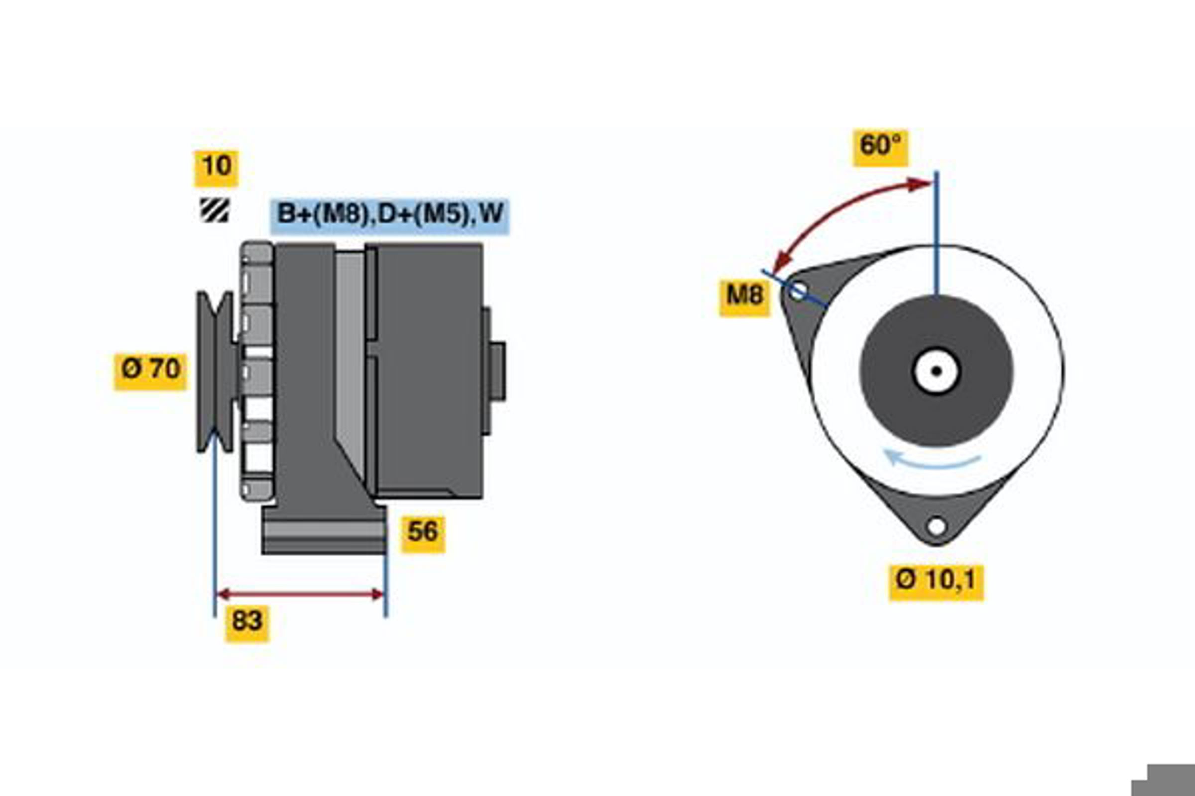 Генератор BOSCH 0986038100