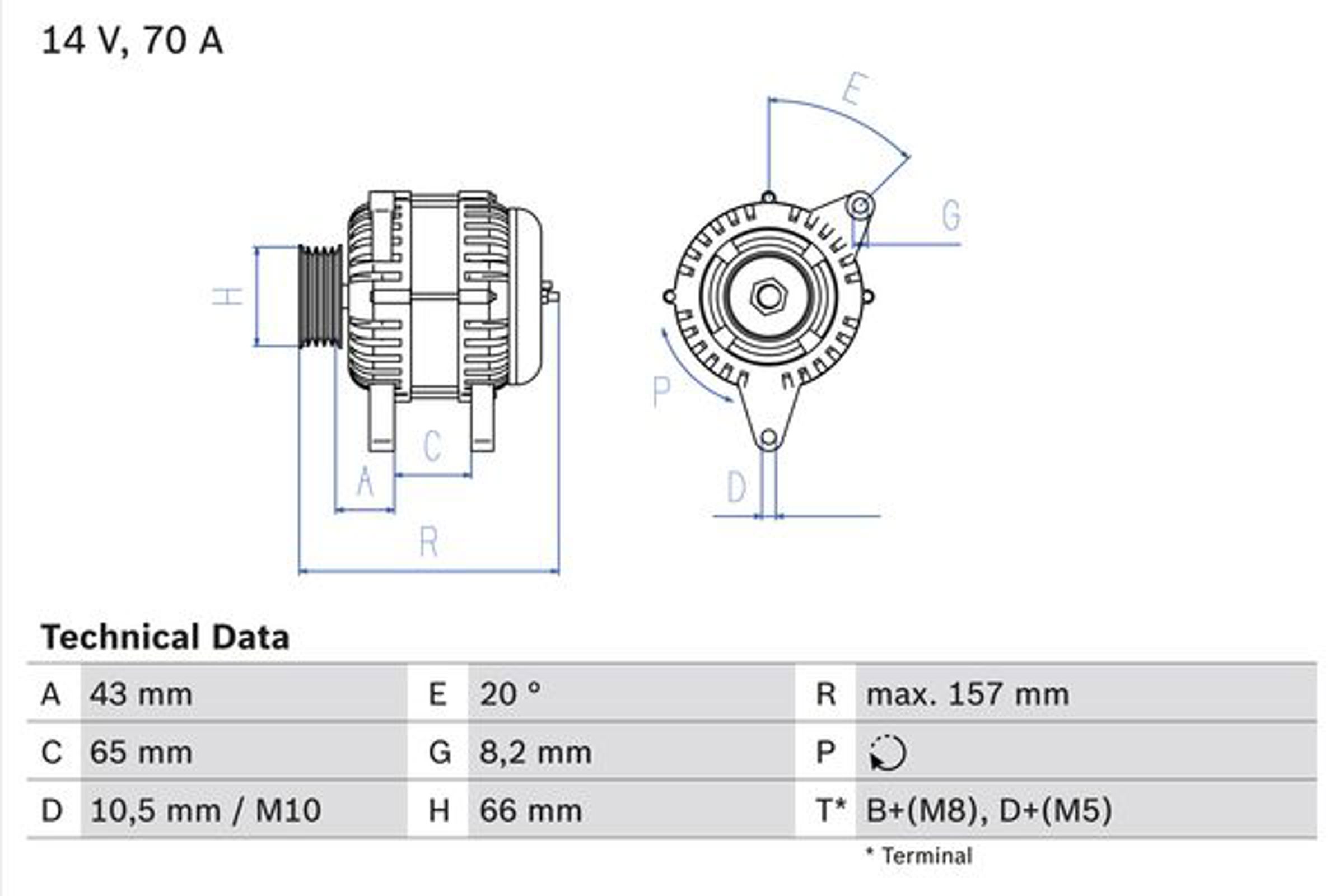 Генератор BOSCH 0986038740