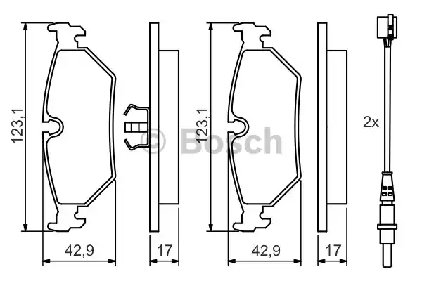 Комплект тормозных колодок дискового тормоза BOSCH 0986424027