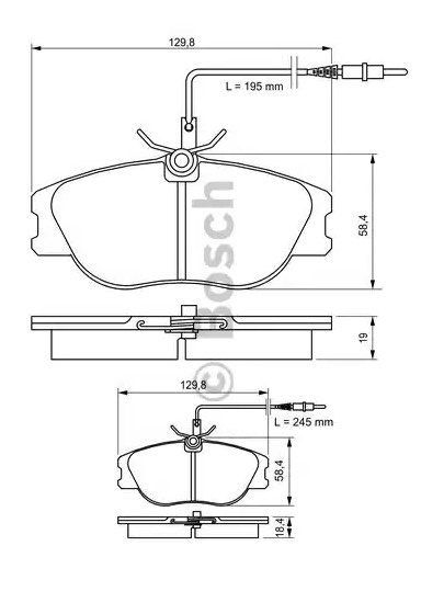Комплект тормозных колодок дискового тормоза BOSCH 0986424033