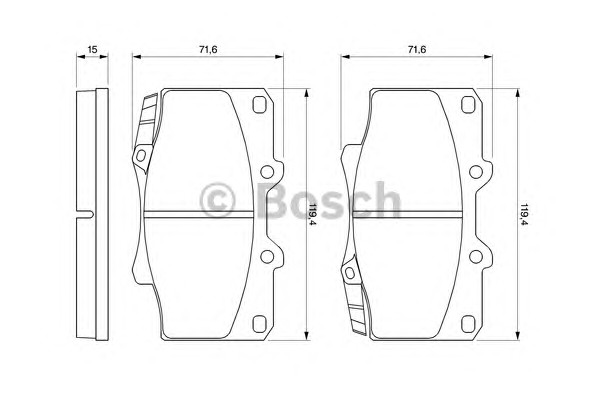 Комплект тормозных колодок дискового тормоза BOSCH 0986424134