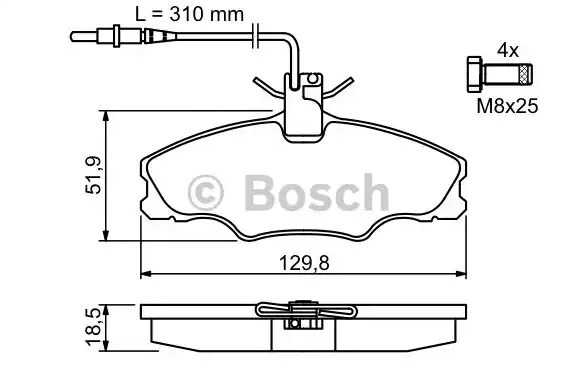 Комплект тормозных колодок дискового тормоза BOSCH 0986424227