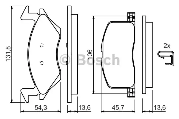 Комплект тормозных колодок дискового тормоза BOSCH 0986424264