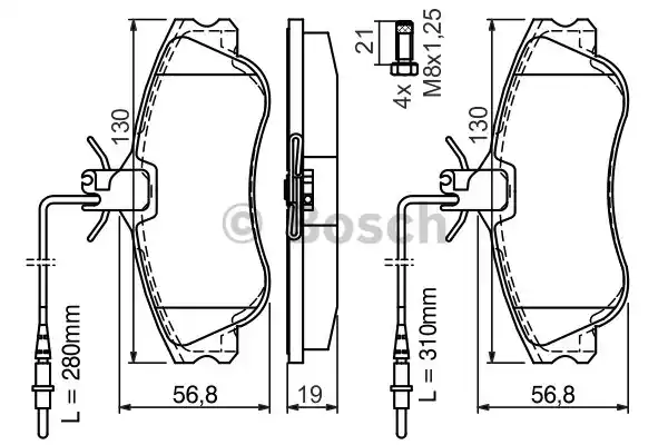 Комплект тормозных колодок дискового тормоза BOSCH 0986424414