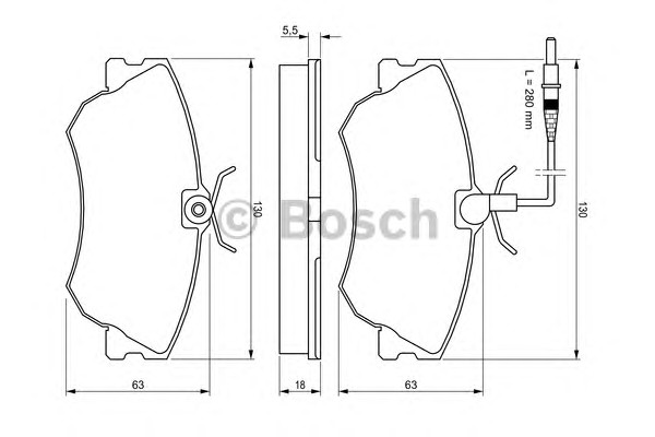 Комплект тормозных колодок дискового тормоза BOSCH 0986424451