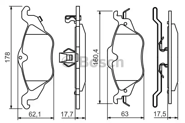 Комплект тормозных колодок дискового тормоза BOSCH 0986424456