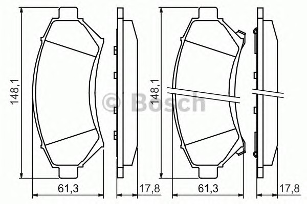 Комплект тормозных колодок дискового тормоза BOSCH 0986424466