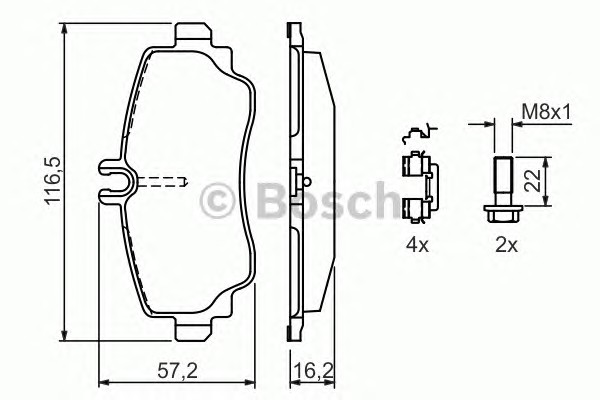 Комплект тормозных колодок дискового тормоза BOSCH 0986424469