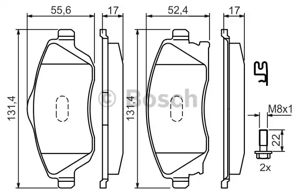 Комплект тормозных колодок дискового тормоза BOSCH 0986424527