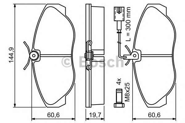 Комплект тормозных колодок дискового тормоза BOSCH 0986424556