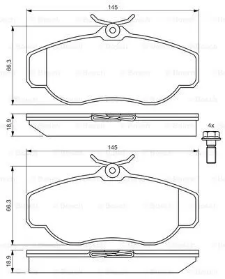 Комплект тормозных колодок дискового тормоза BOSCH 0986424565
