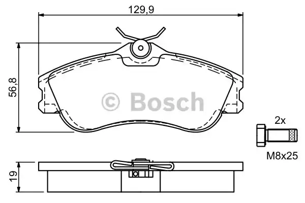 Комплект тормозных колодок дискового тормоза BOSCH 0986424583