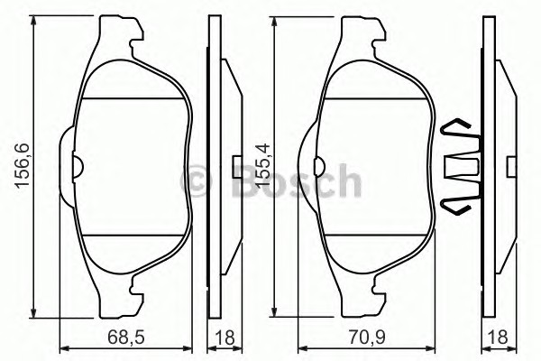 Комплект тормозных колодок дискового тормоза BOSCH 0986424616