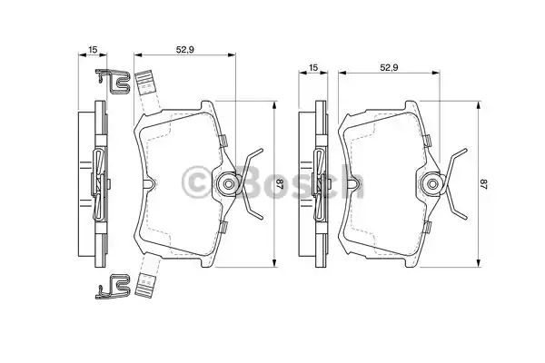 Комплект тормозных колодок дискового тормоза BOSCH 0986424661