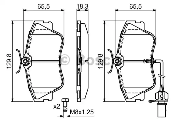 Комплект тормозных колодок дискового тормоза BOSCH 0986424672