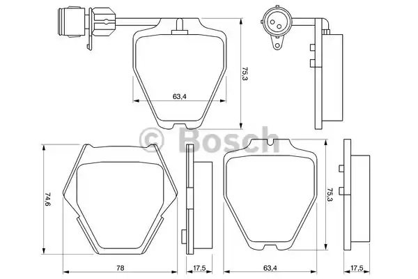Комплект тормозных колодок дискового тормоза BOSCH 0986424689