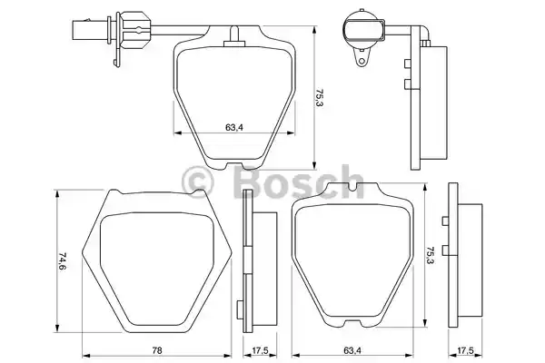 Комплект тормозных колодок дискового тормоза BOSCH 0986424690