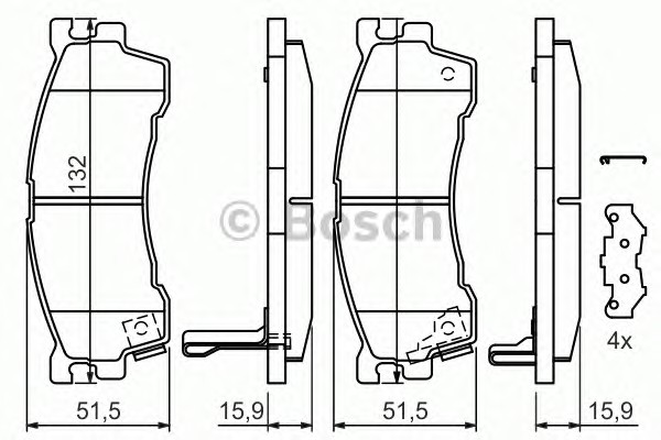 Комплект тормозных колодок дискового тормоза BOSCH 0986424694