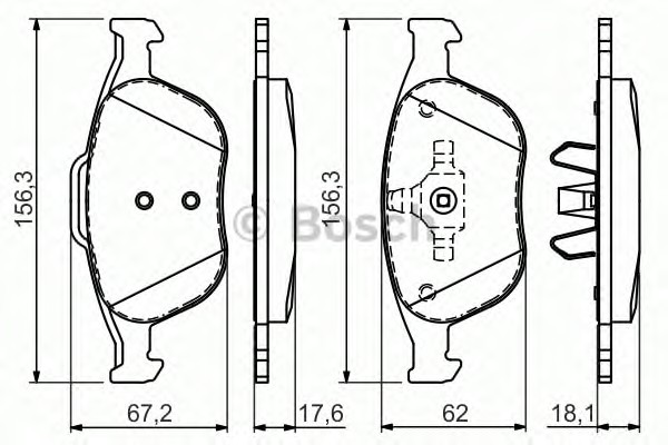 Комплект тормозных колодок дискового тормоза BOSCH 0986424701