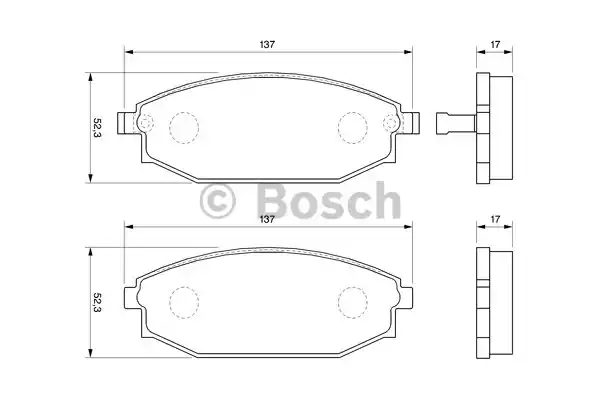 Комплект тормозных колодок дискового тормоза BOSCH 0986424727