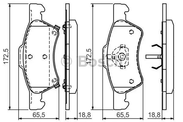 Комплект тормозных колодок дискового тормоза BOSCH 0986424765