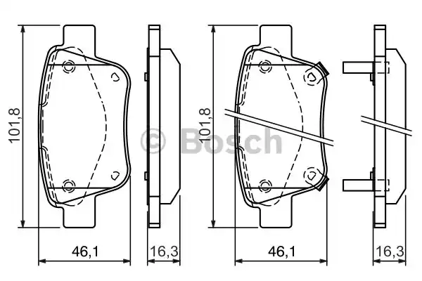 Комплект тормозных колодок дискового тормоза BOSCH 0986424798