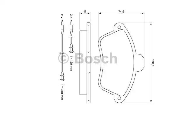 Комплект тормозных колодок дискового тормоза BOSCH 0986460951