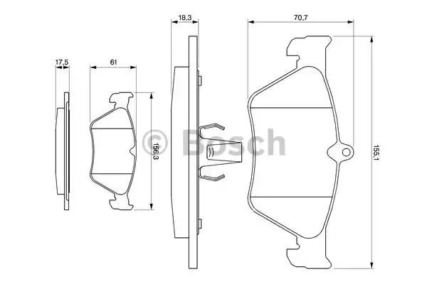 Комплект тормозных колодок дискового тормоза BOSCH 0986461129