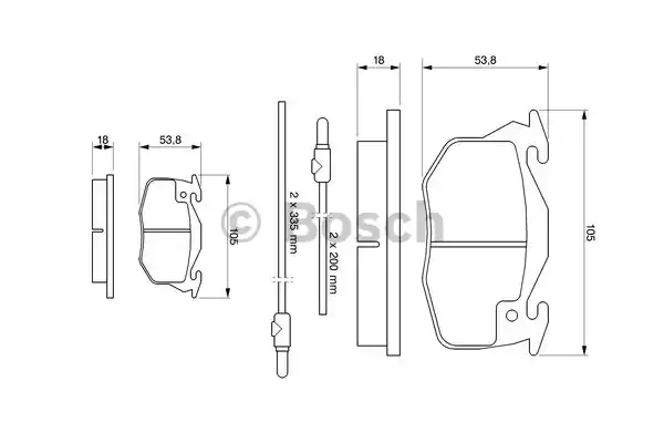 Комплект тормозных колодок дискового тормоза BOSCH 0986461763