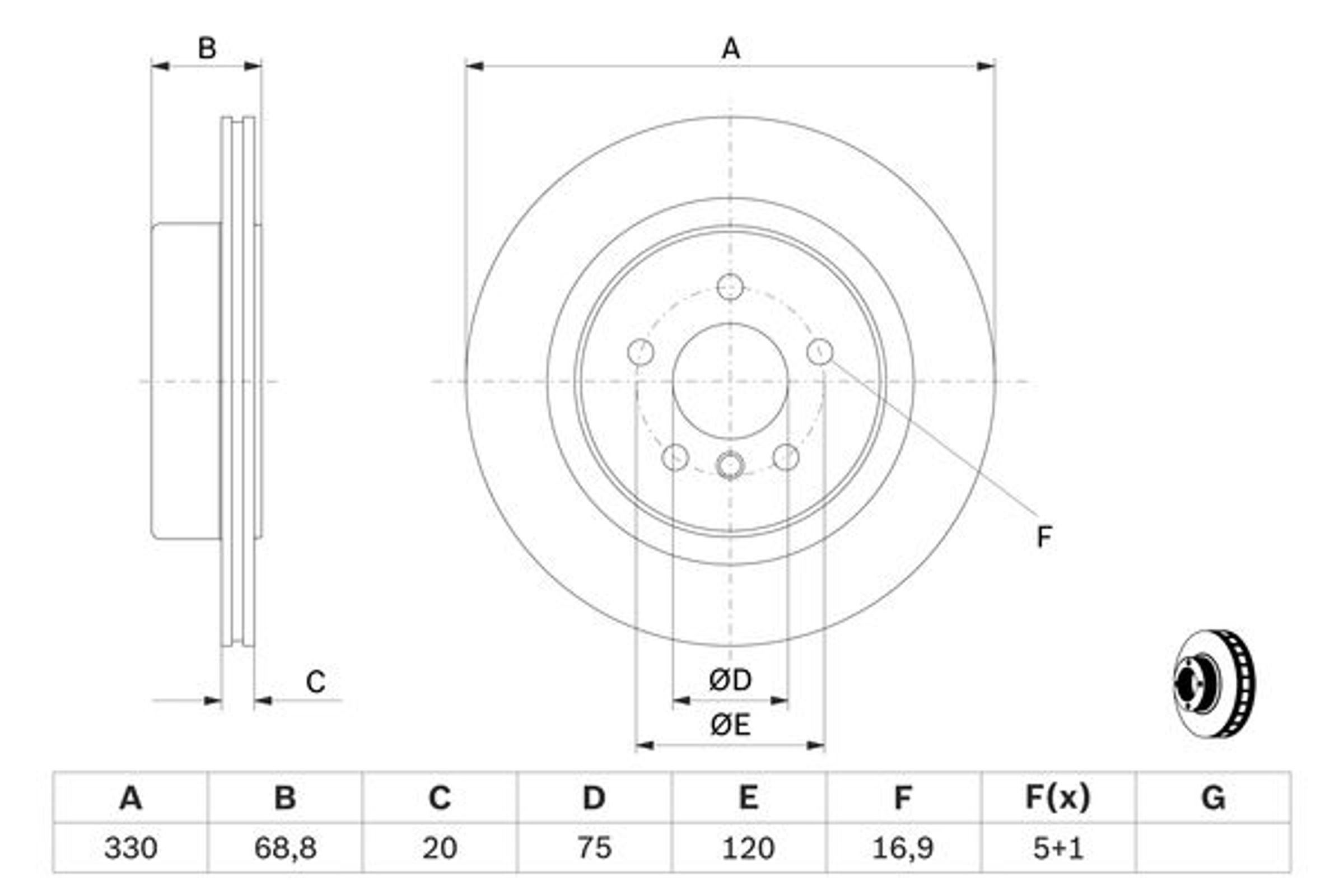 Диск тормозной задний bmw f10/f11 1.8-2.3 10 BOSCH 0986479D58